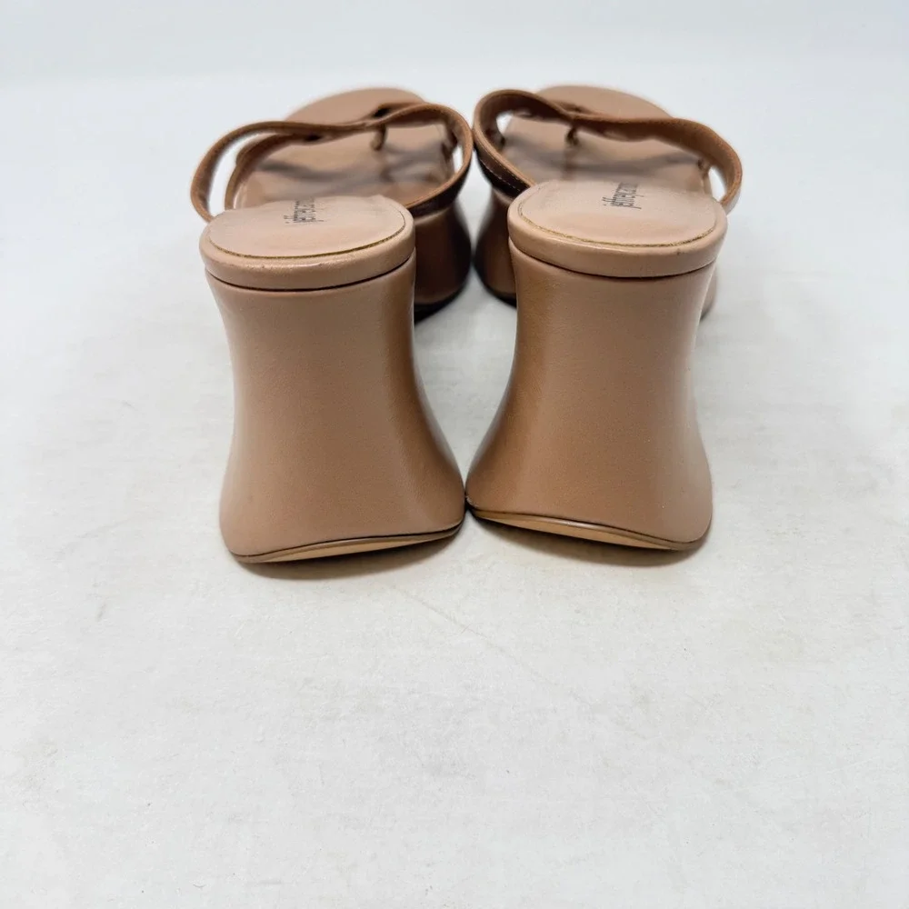 Jeffrey Campbell Platform Wedge Sandals Tan Size 7 Y2K Strappy Chunky Thong